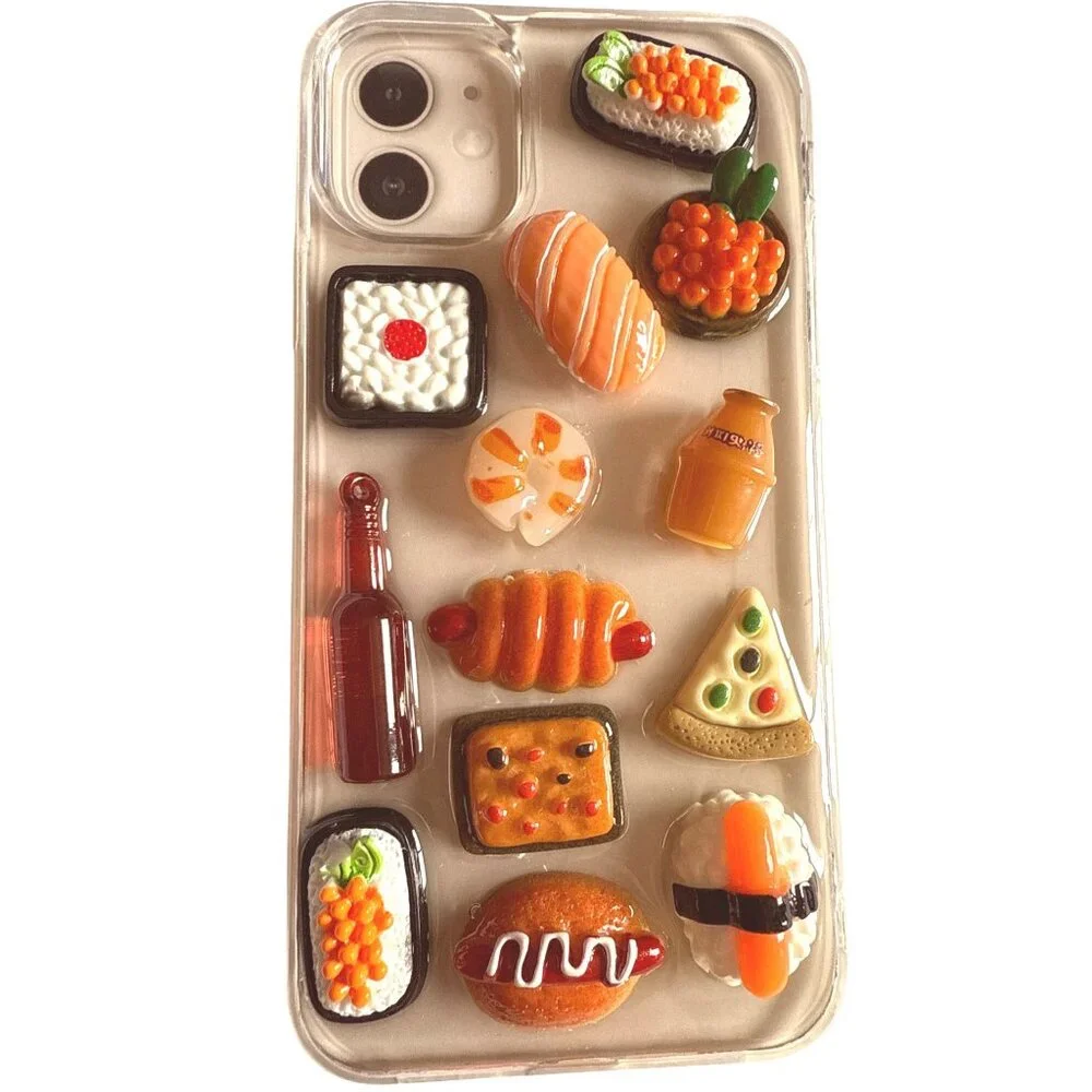 Cute Silicone Food treat Transparent Case For iPhone 11/XR With 3D Colorful Food
